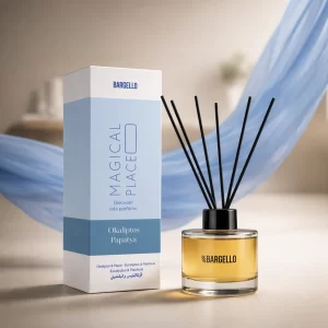 Magical Place Bargello parfum d’intérieur 120 ml senteur eucalyptus patchouli avec diffuseur à bâtonnets noir