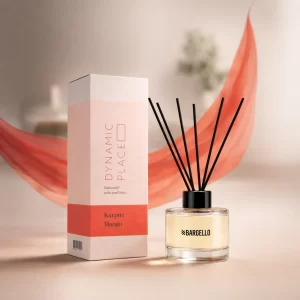 Dynamic Place Bargello parfum d’intérieur 120 ml senteur mangue avec diffuseur à bâtonnets noirs